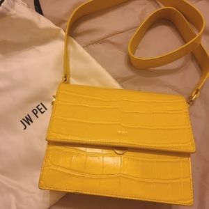 JW Pei Mini Flap Croc Purse in Yellow